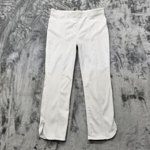 One World Denim Jeans Womens L White Pull‎ On High Rise Front Back Seam Crop